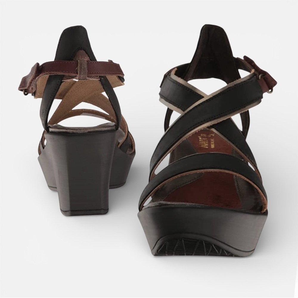 ✨NWOT Naot Gesture Wedge Sandals Women’s Leather 3” Heel Sz 39 US 8 - Picture 4 of 10